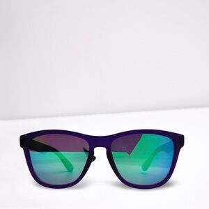 Purple Frame Mirrored Green Lens Sunglasses